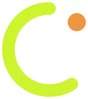 Original ChrnAI C-and-dot mark in neon lime and dark ink